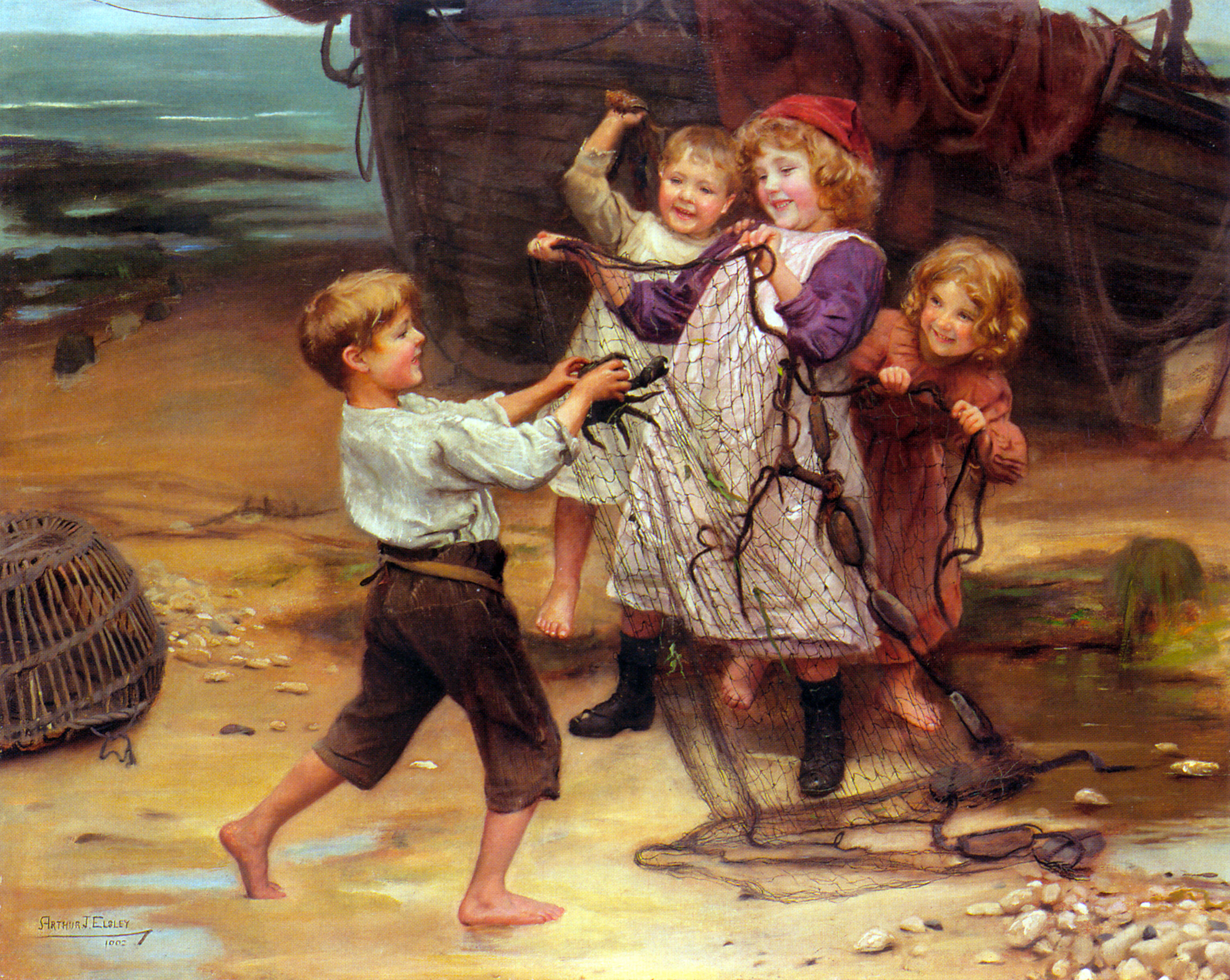 Arthur John Elsley (亚瑟·约翰·埃尔斯利) The Day\'s Catch（当天的捕捞）.jpg