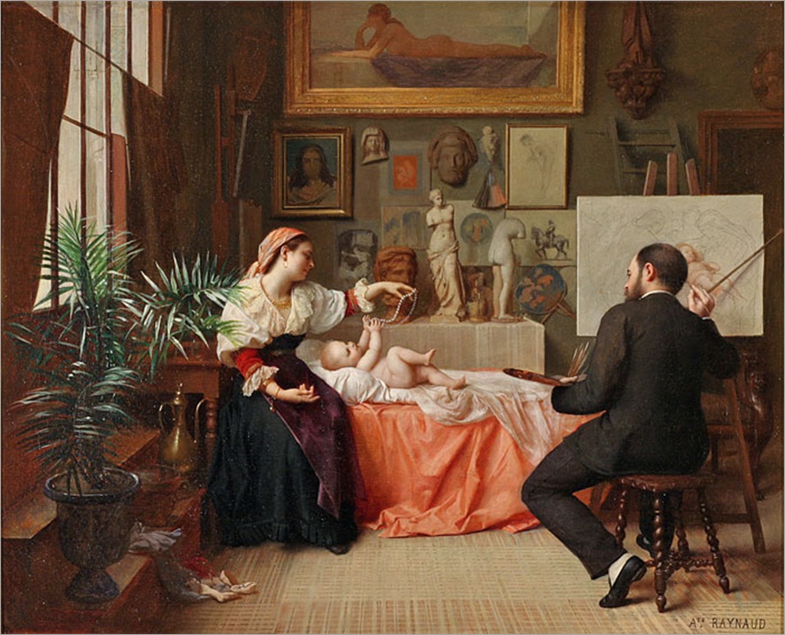 Auguste Raynaud (奥古斯特·雷纳德) The Young Model’s Moment（婴儿模特绘画中）.jpg