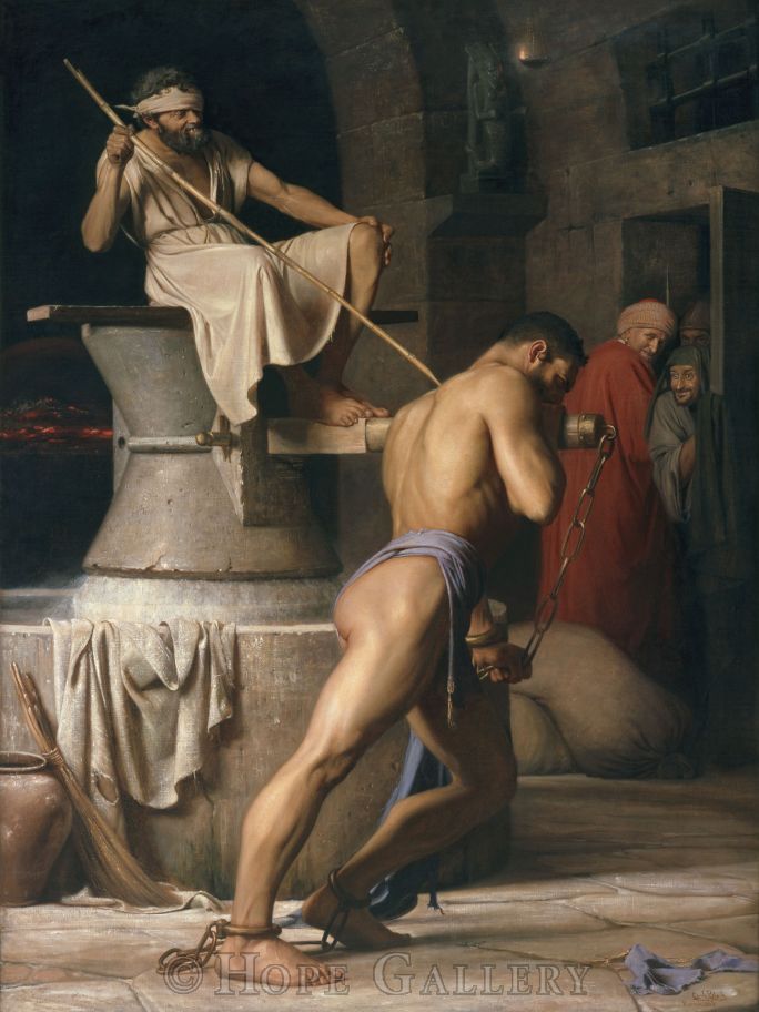 Carl Heinrich Bloch (卡尔·海因里希·布洛赫) Samson On The Treadmill（体罚萨姆森）.jpg