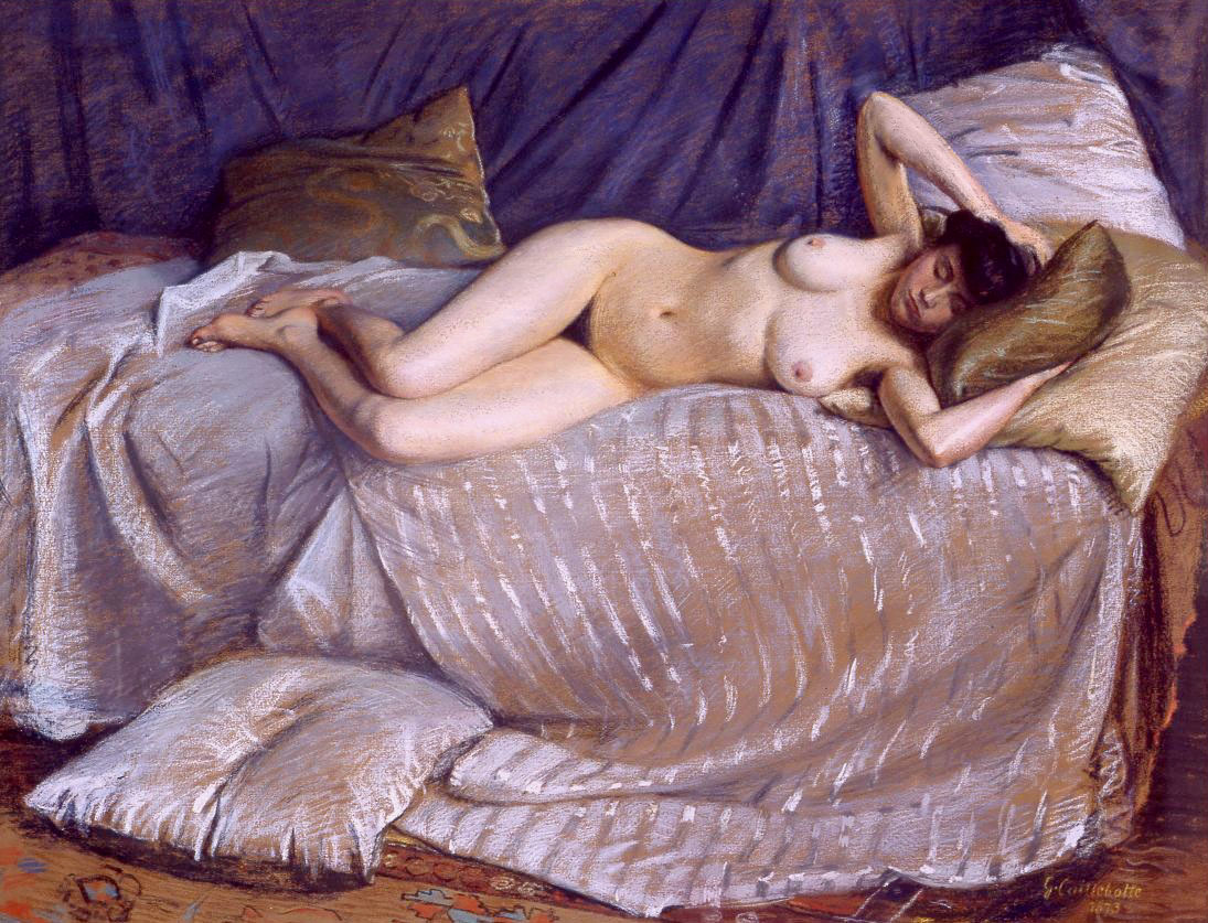 Gustave Caillebotte (古斯塔夫·卡耶波特) Femme Nue Etendue Sur Un Divan（裸体女人.jpg